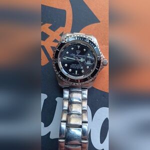 Jules Jurgensen Divers Watch Silver with Black Dial Running Great